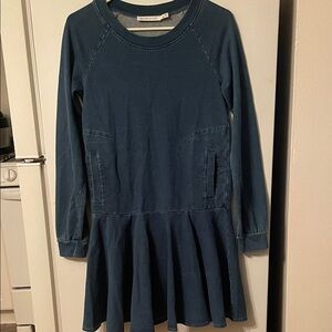 See By Chloe Size US 2 Cotton Faux Denim Long Sleeve Dress Made In Italy Pockets